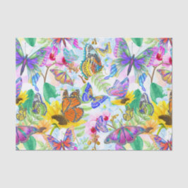 Papel De Seda Borboletas e flores