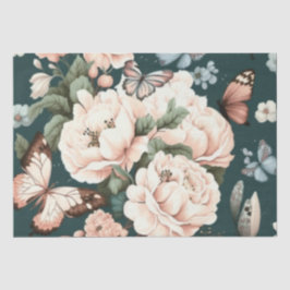 Papel De Seda Borboletas e flores