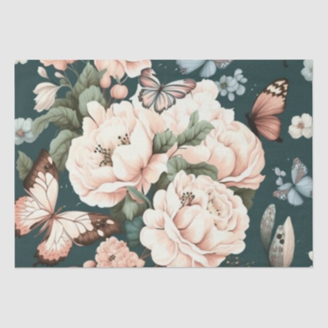 Papel De Seda Borboletas e flores (Frente )