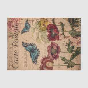 Papel De Seda Borboletas e flores de colheita