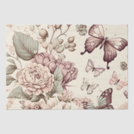 Papel De Seda Borboletas e flores decoração pastosa