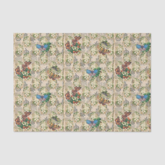 Papel De Seda Borboletas e Morangos (Frente )