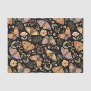 Papel De Seda Borboletas, Flores e Berries Black