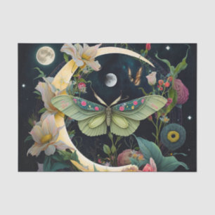 Papel De Seda Borboletas, flores e lua