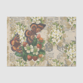 Papel De Seda Borboletas grandes e morangos