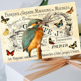 Papel De Seda Borboletas Kingfisher Vintage Ad Francês Decoupage