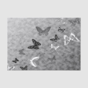 Papel De Seda Borboletas pretas do branco de n