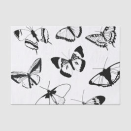 Papel De Seda Borboletas Pretas e Brancas