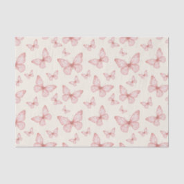Papel De Seda Borboletas rosa em creme