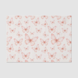 Papel De Seda Borboletas rosa em creme