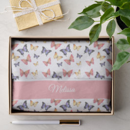 Papel De Seda Borboletas Roxas Rosa Nome Personalizado