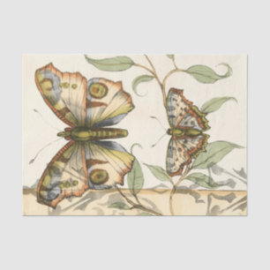 Papel De Seda Borboletas Tandem Sobre Folhas Verdes