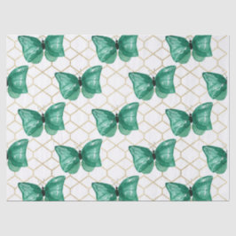 Papel De Seda Borboletas Verdes