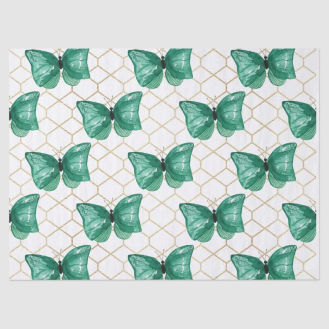 Papel De Seda Borboletas Verdes (Frente )