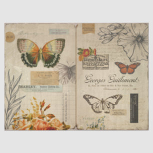 Papel De Seda Borboletas Vintage e desacoplamento de Ephemera