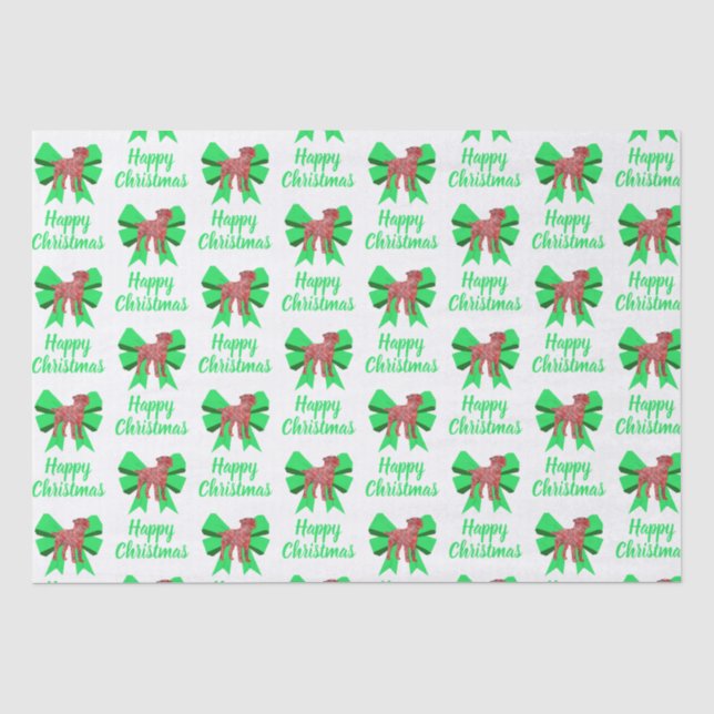 Papel De Seda Borda Terrier Cão de Natal e Arco Branco (Frente )