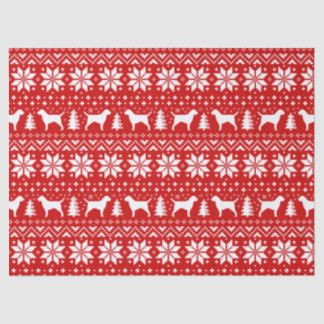 Papel De Seda Borda Terrier Silhouettes Padrão de Natal Vermelho