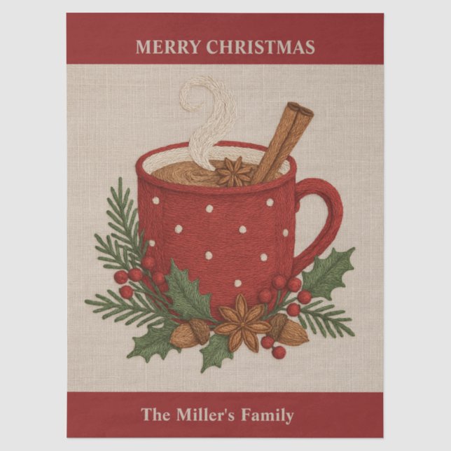 Papel De Seda Bordado russo Cacau de Natal com canela (Frente )