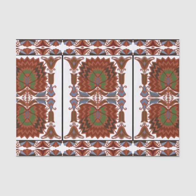 Papel De Seda Bordados estonianos de arte folclórica (Frente )