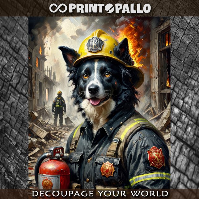 Papel De Seda Border Collie atuando como Bombeiro -  (Criador carregado)