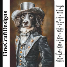 Border Collie Cinza Roupa Vitoriana CF5 Decoupage