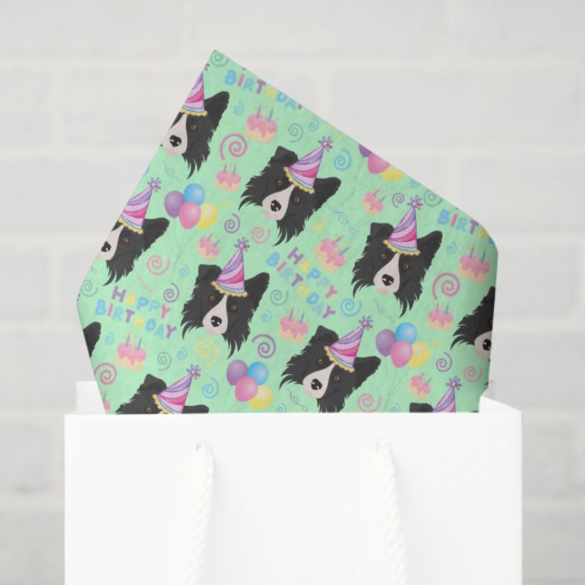 Papel De Seda Border Collie Tissue Paper in Green (Sacola de presentes)