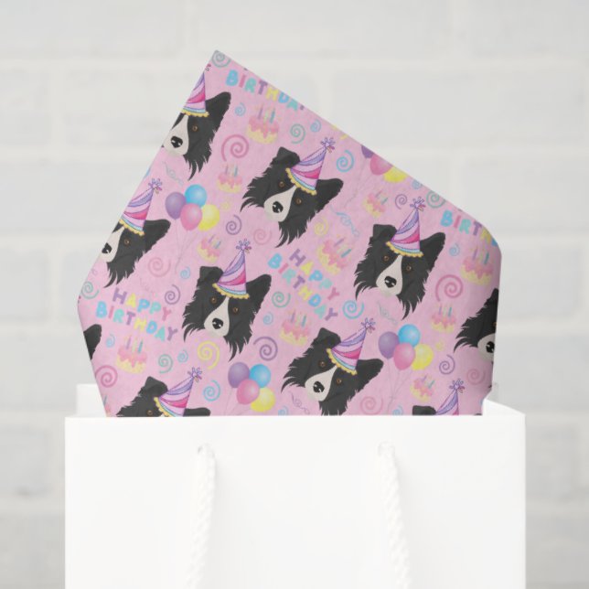 Papel De Seda Border Collie Tissue Paper in Pink (Sacola de presentes)