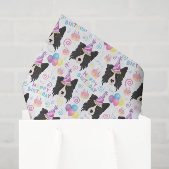 Papel De Seda Border Collie Tissue Paper in White (Sacola de presentes)