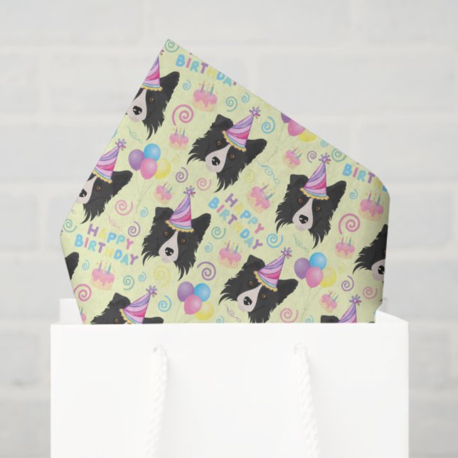 Papel De Seda Border Collie Tissue Paper in Yellow (Sacola de presentes)