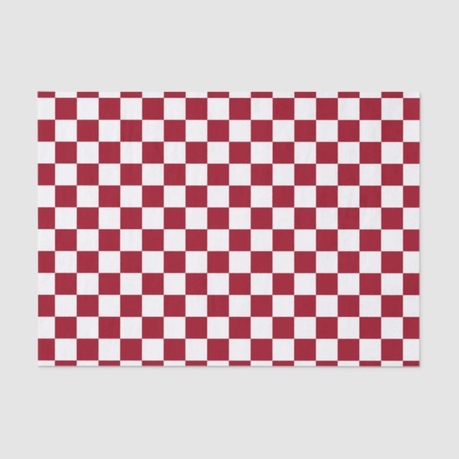 Papel De Seda Borgonha e branco verificados (Frente )