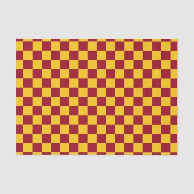 Papel De Seda Borgonha e ouro Checkered (Frente )