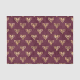 Papel De Seda Borgonha Mística e Dourado