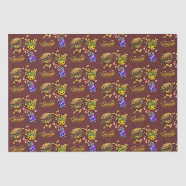 Papel De Seda Borgonhas e Cães Adoráveis (Frente )