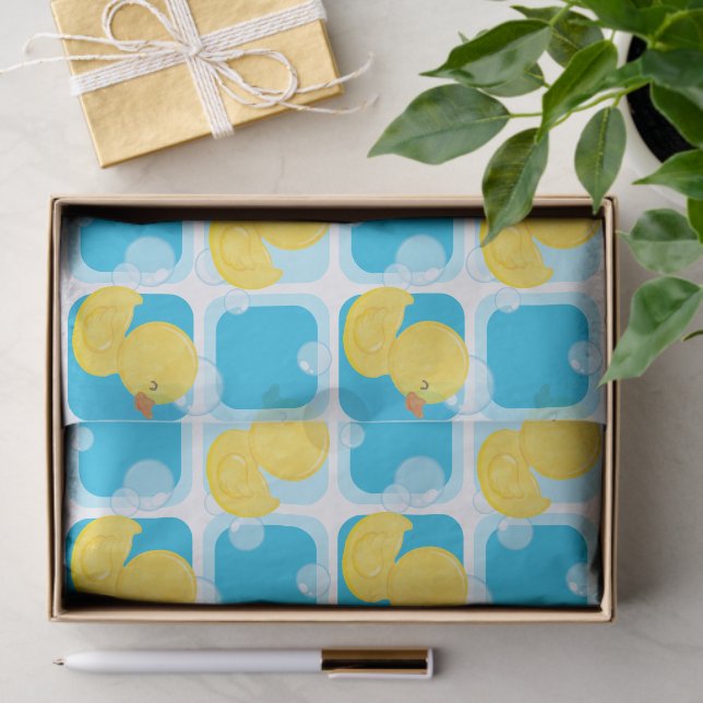 Papel De Seda Borracha de Aquarela Azul Ducky (Presente)