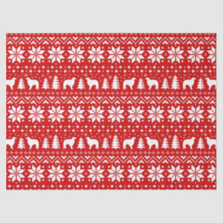 Papel De Seda Borzoi Silhouettes Padrão de Natal Vermelho
