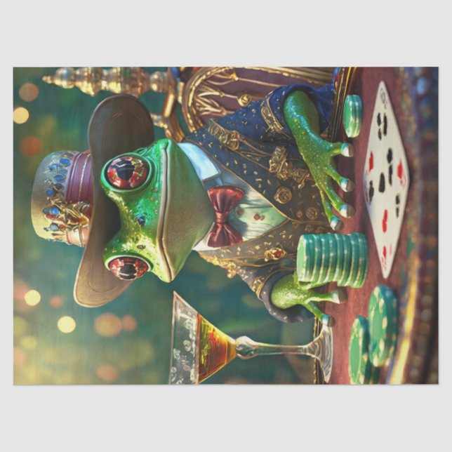 Papel De Seda Boss Frog, sapo jogando cartas (Frente )
