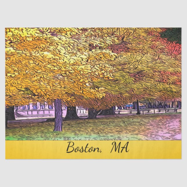 Papel De Seda Boston, Massachusetts Fall Foliage (Frente )