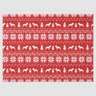 Papel De Seda Boston Terrier Silhouettes Padrão de Natal