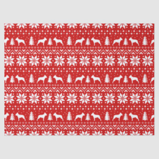 Papel De Seda Boston Terrier Silhouettes Padrão de Natal