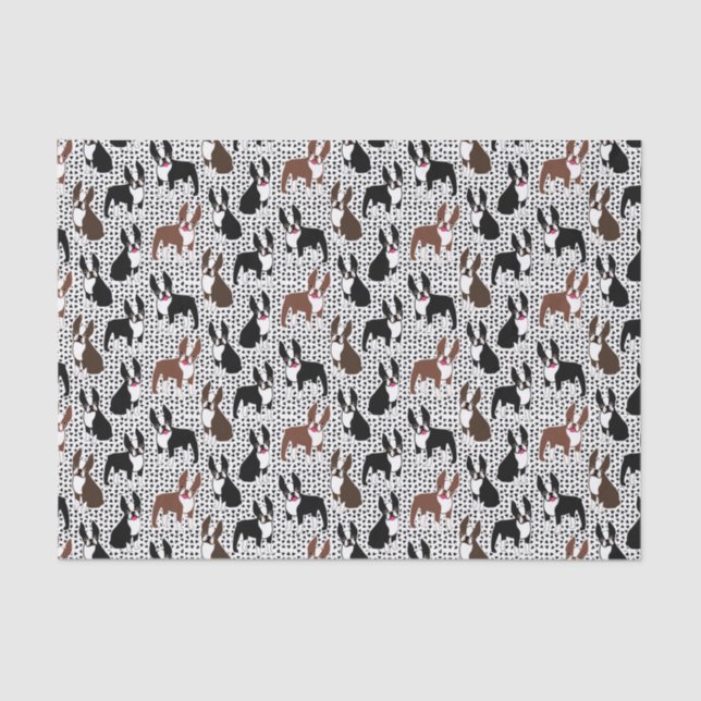 Papel De Seda Boston Terriers Cute Puppy Dog Pattern (Frente )