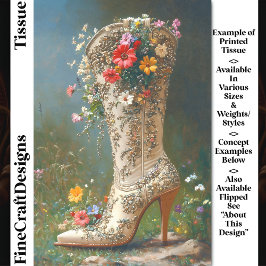 Papel De Seda Bota de Cowgirl Flor Silvestre Ornamentada DG1L De