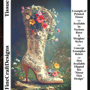 Papel De Seda Bota de Cowgirl Flor Silvestre Ornamentada DG1RF D