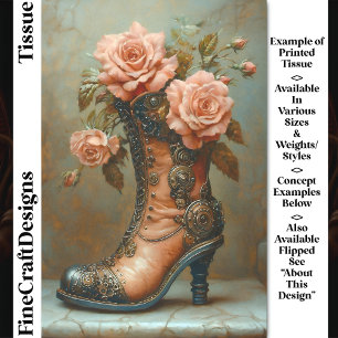 Papel De Seda Bota Steampunk para Senhoras e Rosas Rosadas DF8L