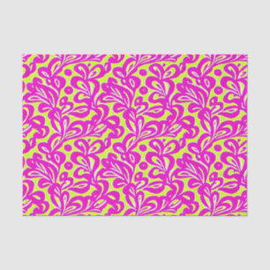 Papel De Seda Botânica Brilhante, Rosa e Amarelo