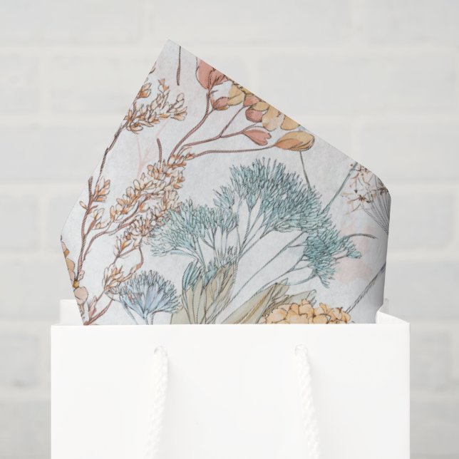 Papel De Seda Botânica de Flor Silvestre (Sacola de presentes)
