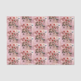Papel De Seda Botânica Floral Rosa