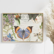 Botanical Butterfly Flower Garden Floral Decoupage