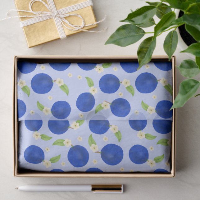 Papel De Seda Botanical Plums Collection Blue (Presente)