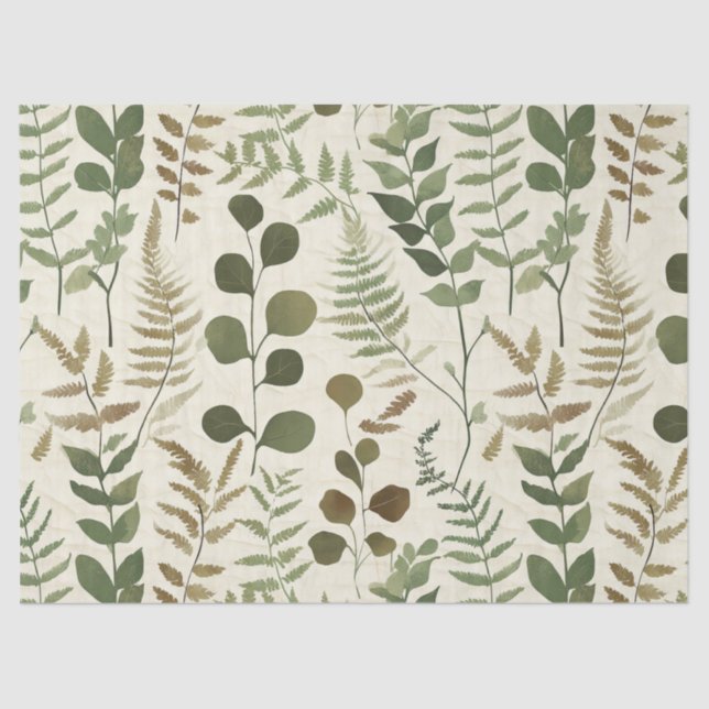 Papel De Seda Botanical Pressed Leaves Pattern – Fern Print (Frente )