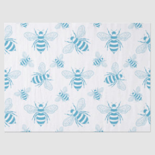 Papel de Seda Botânico Abelha Vintage Azul (1)